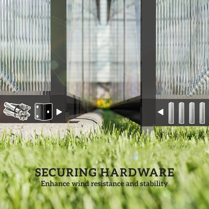Black Aluminum Walk In Greenhouse for Durable and Spacious Outdoor Gardening