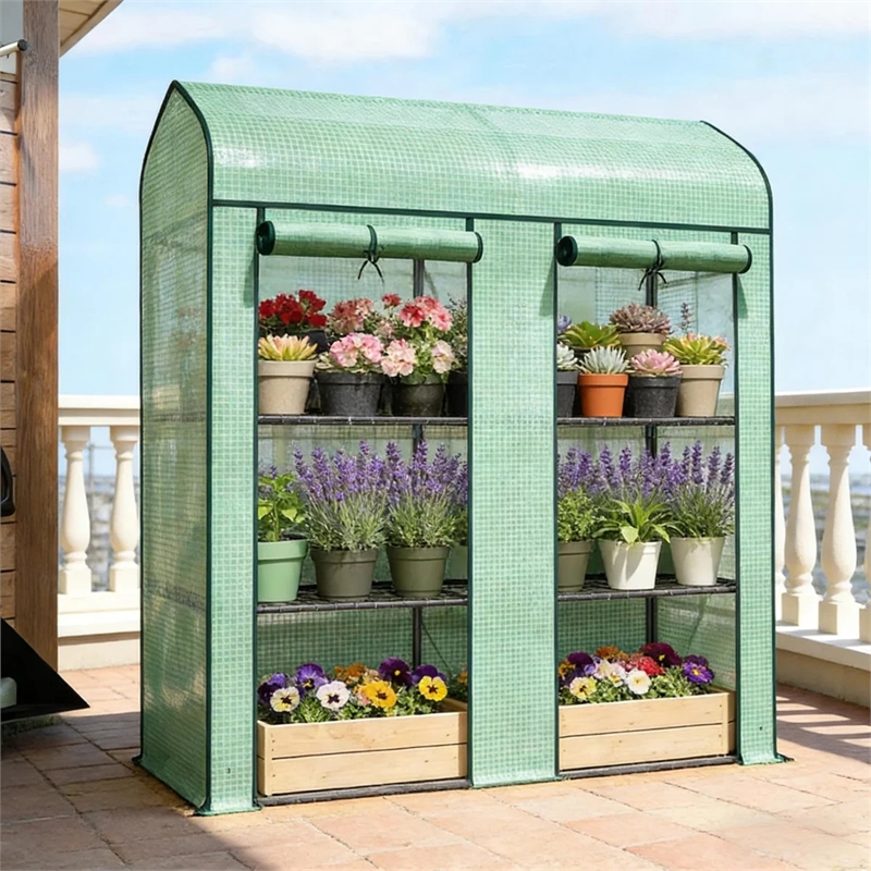 Green Steel Spacious Portable Mini Greenhouse