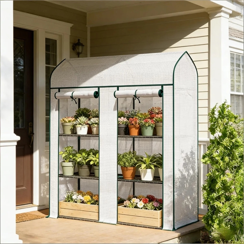 White Steel Portable Mini Greenhouse with Spacious Design