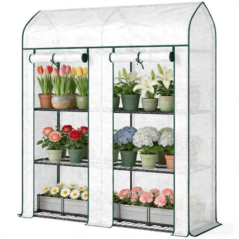White Steel Portable Mini Greenhouse with Spacious Design