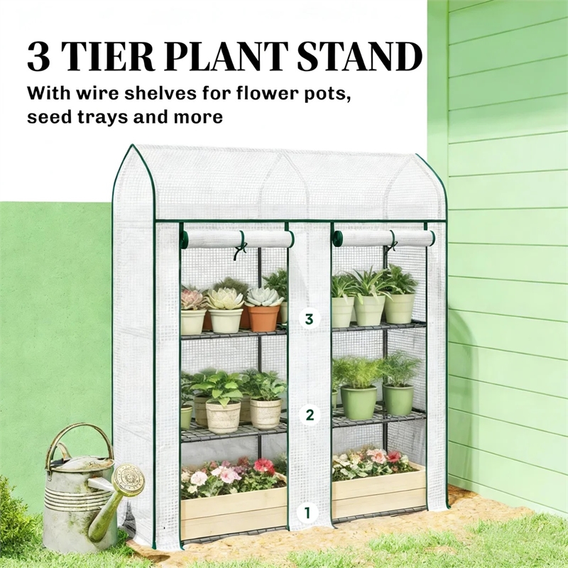 White Steel Portable Mini Greenhouse with Spacious Design