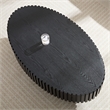 Modern Black Oval Coffee Table with Pedestal Base 43.7  MDF