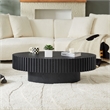Modern Black Oval Coffee Table with Pedestal Base 43.7  MDF