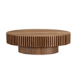 Walnut Oval Drum Coffee Table with Pedestal Base 43.7