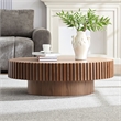 Walnut Oval Drum Coffee Table with Pedestal Base 43.7