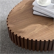 Walnut Oval Drum Coffee Table with Pedestal Base 43.7