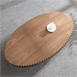 Walnut Oval Drum Coffee Table with Pedestal Base 43.7