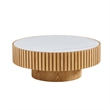 Modern Round Sintered Stone Coffee Table 35.43 Drum Table Oak Finish