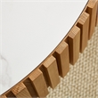 Modern Round Sintered Stone Coffee Table 35.43 Drum Table Oak Finish