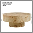 31.5 Round Burl Wood Coffee Table with Pedestal Base