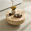 31.5 Round Burl Wood Coffee Table with Pedestal Base