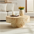 31.5 Round Burl Wood Coffee Table with Pedestal Base