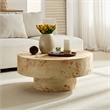 31.5 Round Burl Wood Coffee Table with Pedestal Base