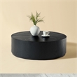 Black Round MDF Coffee Table 35.4 Modern Drum Center Table No Assembly