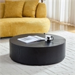Black Round MDF Coffee Table 35.4 Modern Drum Center Table No Assembly