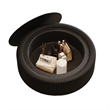 31.5 Black Fluted Coffee Table with Glass Top  Leather Storage