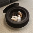 31.5 Black Fluted Coffee Table with Glass Top  Leather Storage