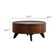 30.7  Round Coffee Table with Hidden Storage Walnut Wood  Black Legs