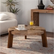 36.6 Round Herringbone Rustic Coffee Table  Natural Wood Finish