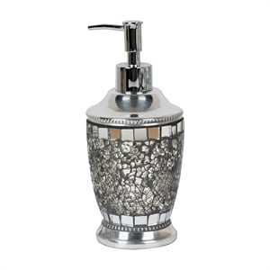 Liquid Soap Dispenser Pump Bottle Silver Aluminum Bathroom Kitchen Vanity Decor