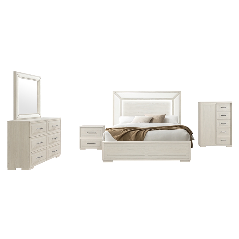 Ciara Beige Nightstand - Elegant Solid Wood Bedside Table for Bedroom Storage