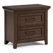 2-Drawer Contemporary Brown Nightstand - Solid Wood