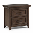 2-Drawer Contemporary Brown Nightstand - Solid Wood