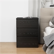 19.7-Inch Black Solid Wood Nightstand with 3 Drawers and Storage Cabinet
