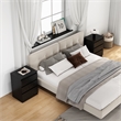 19.7-Inch Black Solid Wood Nightstand with 3 Drawers and Storage Cabinet
