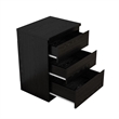 19.7-Inch Black Solid Wood Nightstand with 3 Drawers and Storage Cabinet