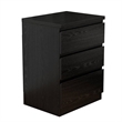 19.7-Inch Black Solid Wood Nightstand with 3 Drawers and Storage Cabinet