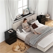 19.7-Inch Black Solid Wood Nightstand with 3 Drawers and Storage Cabinet