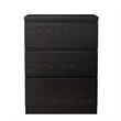 19.7-Inch Black Solid Wood Nightstand with 3 Drawers and Storage Cabinet