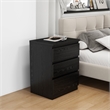 19.7-Inch Black Solid Wood Nightstand with 3 Drawers and Storage Cabinet