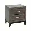 2 Drawer Modern Nightstand with Storage Gray Solid Wood 24 Wide