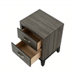 2 Drawer Modern Nightstand with Storage Gray Solid Wood 24 Wide