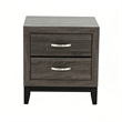2 Drawer Modern Nightstand with Storage Gray Solid Wood 24 Wide