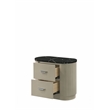 Travonte Gray Linen & Beige Nightstand Solid Wood Construction