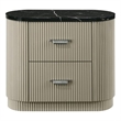Travonte Gray Linen & Beige Nightstand Solid Wood Construction