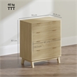 4-Drawer Fluted Dresser Natural Solid Wood Chest with Gold Pulls