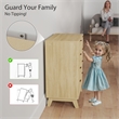 4-Drawer Fluted Dresser Natural Solid Wood Chest with Gold Pulls