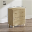 4-Drawer Fluted Dresser Natural Solid Wood Chest with Gold Pulls