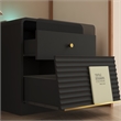 Smart Solid Wood Nightstand with Charging Station LED Lights and Storage