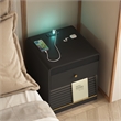 Smart Solid Wood Nightstand with Charging Station LED Lights and Storage