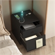 Smart Solid Wood Nightstand with Charging Station LED Lights and Storage