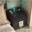 Smart Solid Wood Nightstand with Charging Station LED Lights and Storage
