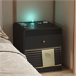 Smart Solid Wood Nightstand with Charging Station LED Lights and Storage