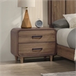2-Drawer Contemporary Nightstand Bedside Table  Solid Wood Brown Finish
