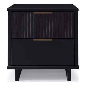 18  2-Drawer Nightstand in Black Solid Wood