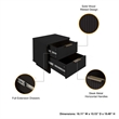 18  2-Drawer Nightstand in Black Solid Wood